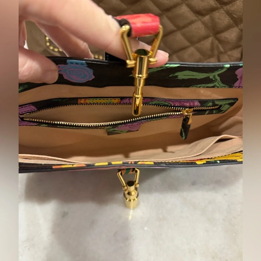 Gucci X Ken Scott New Shangai Calfskin Floral Print Small Jackie 1961 Hobo